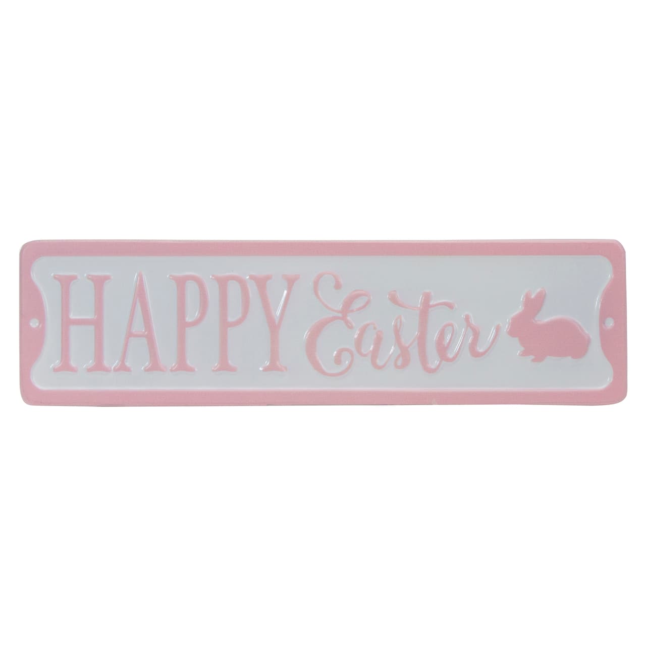 Pink &#x26; White Happy Easter Bunny Metal Wall Sign